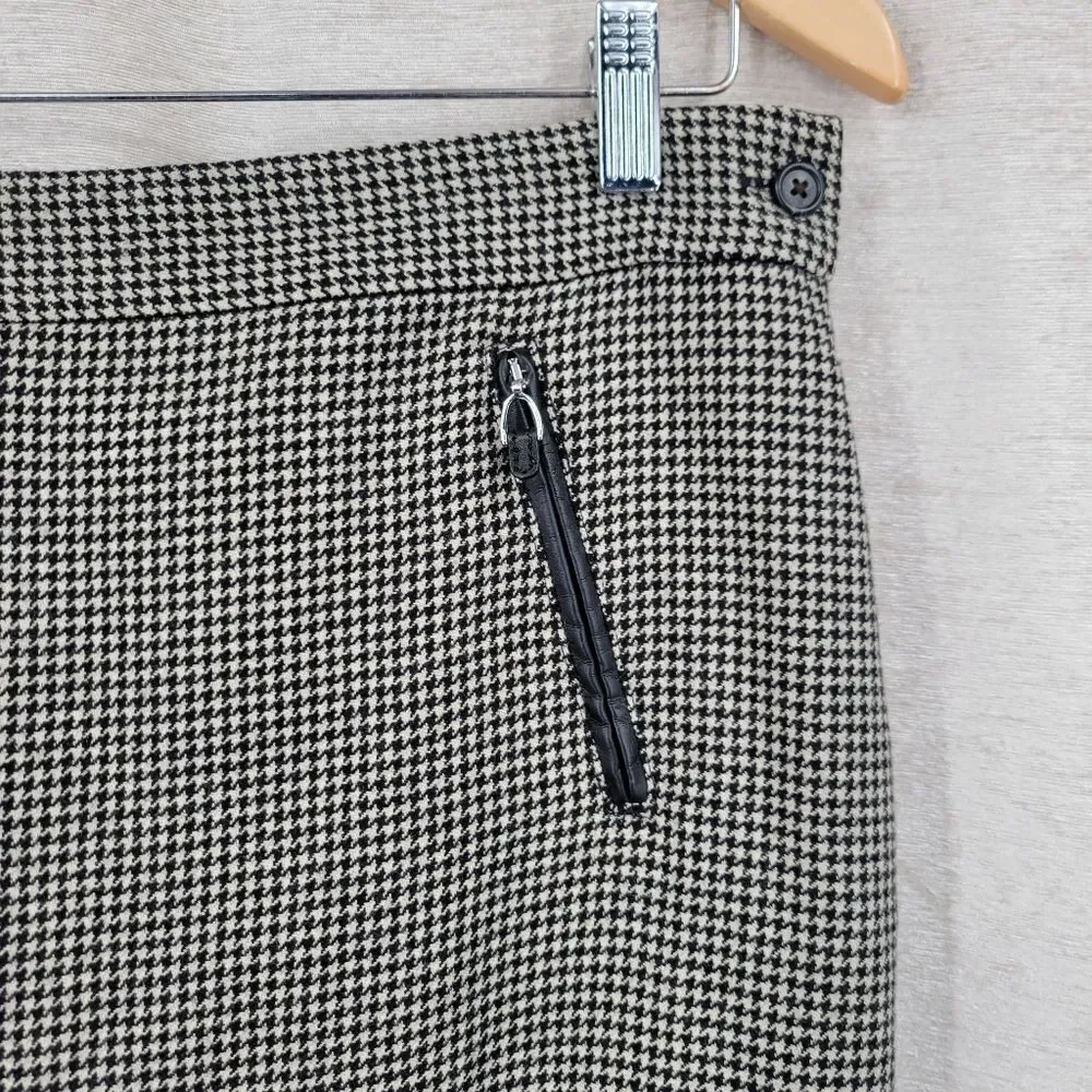 Lauren Ralph Lauren Wool Black and Cream Houndstooth Pencil Skirt Y2K Vintage